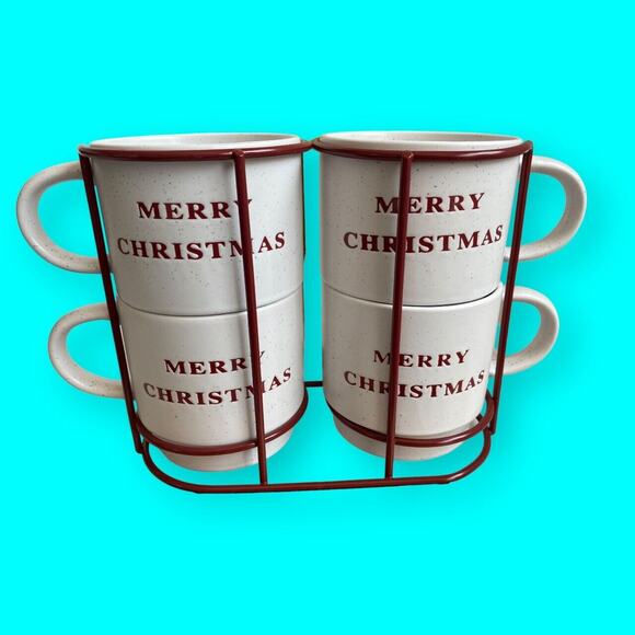 Merry Christmas Holly and Joy Stacking Cups with Rack, By Market Finds - Picture 7 of 7